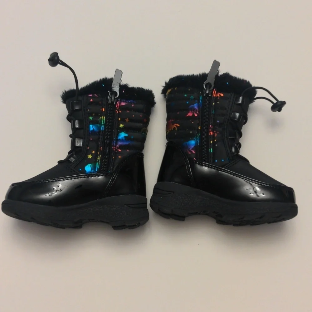 Totes Colorful Star Unicorn Pattern Winter Boots Toddler size 5
